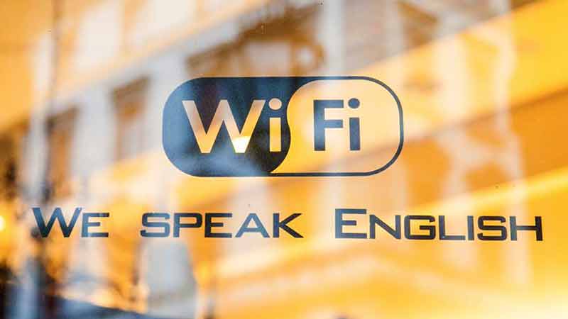 Caffè Duomo Cathedral Livorno Cruise Port Photo of Wi-Fi Sign on Caffè Duomo behind the Cathedral in Livorno
