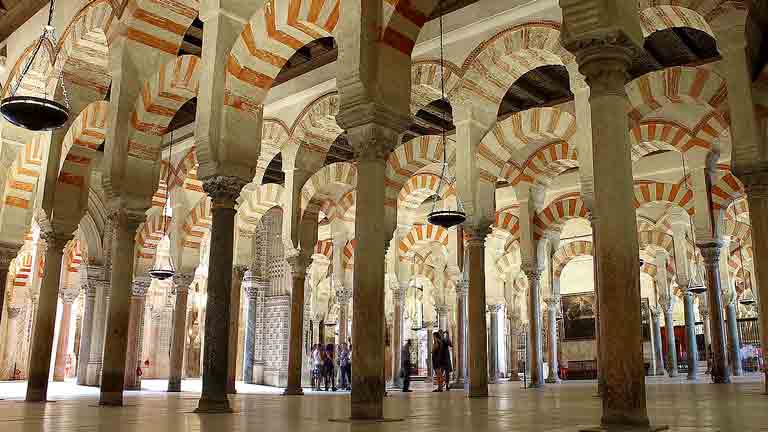 The interior of the Mosque–Cathedral in Córdoba, a top destination for cruise travelers to the port of Málaga Photo of the interior of the Mosque–Cathedral in Córdoba