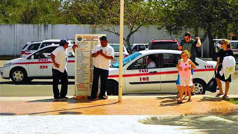 Taxis Punta Langosta Cozumel Cruise Port Photo of taxi Stand at Punta Langosta Terminal in Cozumel Cruise Port