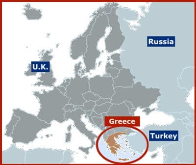Image of Map of Europe Highlighting Greece.