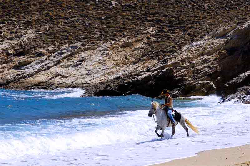 Horseback Riding Mykonos Cruise Port Photo of Horseback Riding in Mykonos, Greece.