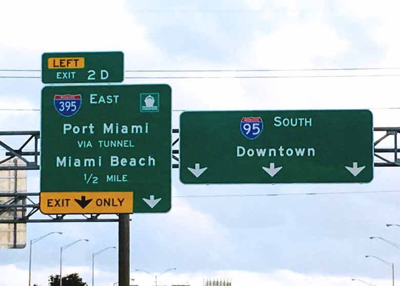 Interstate 95 Sign Miami Cruise Port Photo of sign on Interstate 95 in Miami