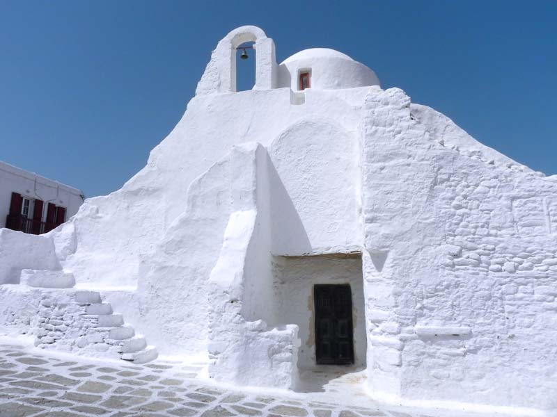 Panagia Paraportiani Church Mykonos Cruise Port Photo of Panagia Paraportiani Church in Mykonos, Greece.