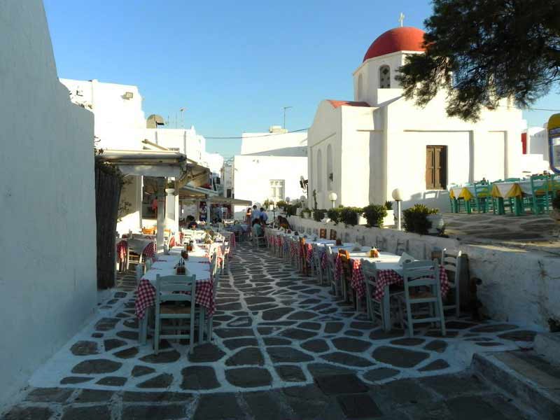 Paraportiani Square Mykonos Cruise Port Photo of Paraportiani Square in Mykonos, Greece.