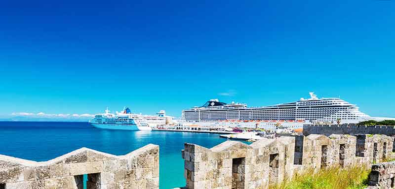 Ships Docked in Rhodes Cruise Port Photo of Ships Docked in Rhodes Cruise Port