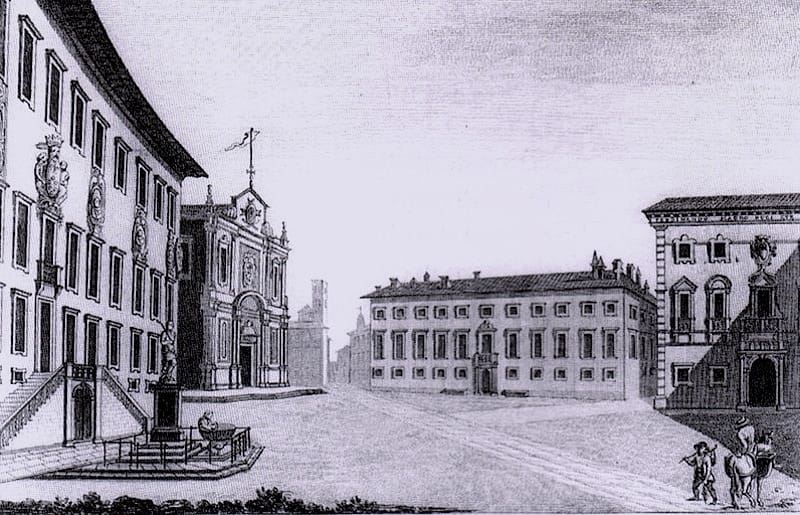 Photo of engraving of the Piazza dei Cavalieri Pisa, Tuscany, Italy
