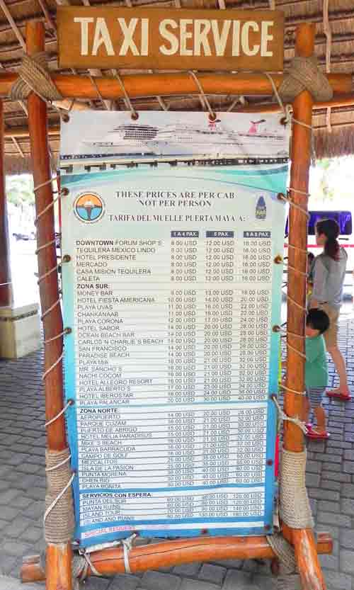 Puerta Maya Taxi Fares Cozumel Cruise Ship Port Photo of Puerta Maya Taxi Fares in Cozumel