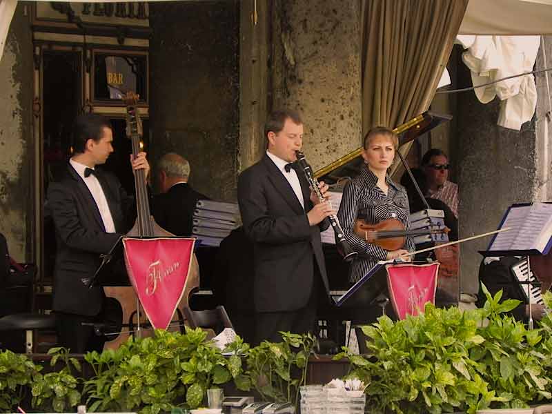 Photo of Musicians in St Marks Square in Venice.