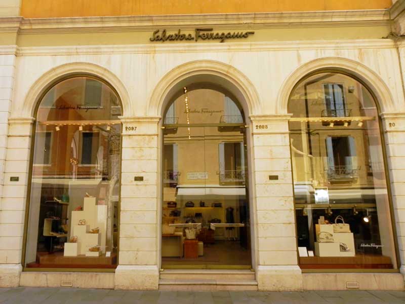 Salvatore Ferragamo Shop Venice Cruise Port Photo of Salvatore Ferragamo Shop in Venice.