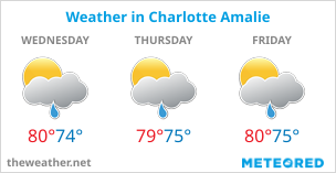Image with 3 day weather forecast for Charlotte Amalie, St Thomas, USVI.