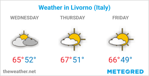 Image with the weather forecast in Livorno (Italy) for 3 days